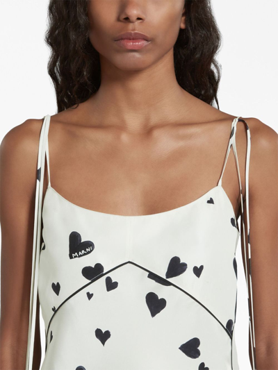Shop Marni Bunch Of Hearts Silk Camisole Top In White