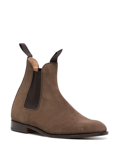 Shop Tricker's Elasticated-panels Suede Ankle Boots In Brown