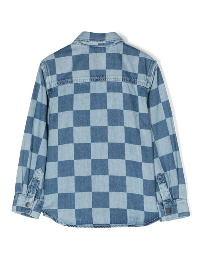 Shop Stella Mccartney Long-sleeve Checked Shirt In Blue