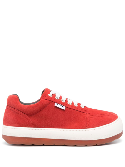 Shop Sunnei Dreamy Lace-up Suede Sneakers In Red