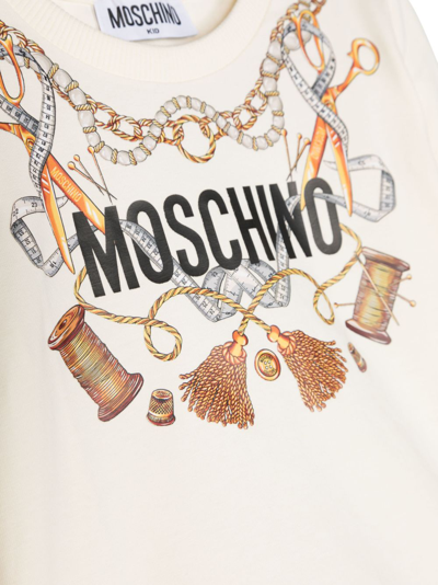 Shop Moschino Logo-print Long-sleeve T-shirt In Neutrals
