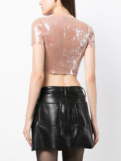 Alexander Wang Sequin-embellishment Cropped T-shirt In Pink