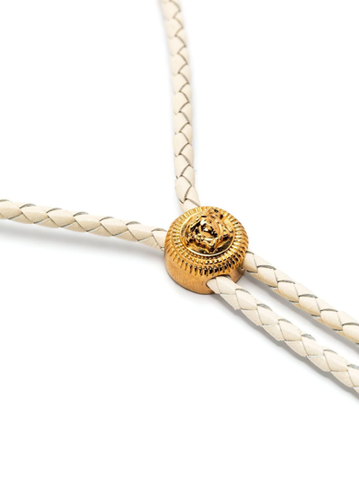 Shop Versace Medusa-charm Braided Necklace In White