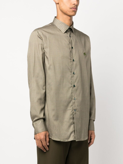Etro Geometric-pattern Long-sleeve Shirt In Green