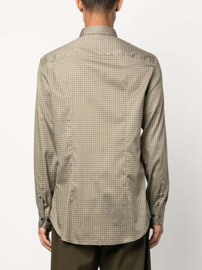 Etro Geometric-pattern Long-sleeve Shirt In Green