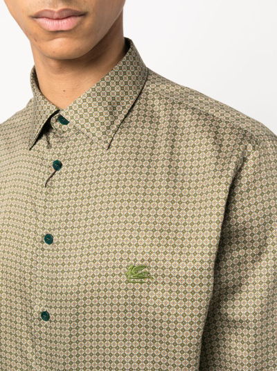 Etro Geometric-pattern Long-sleeve Shirt In Green
