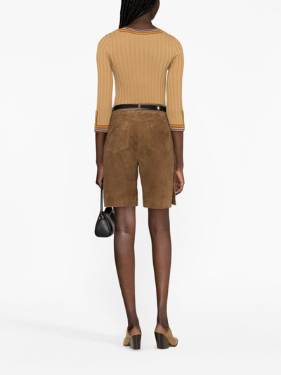 Shop Etro Ribbed-knit Wool Top In Neutrals