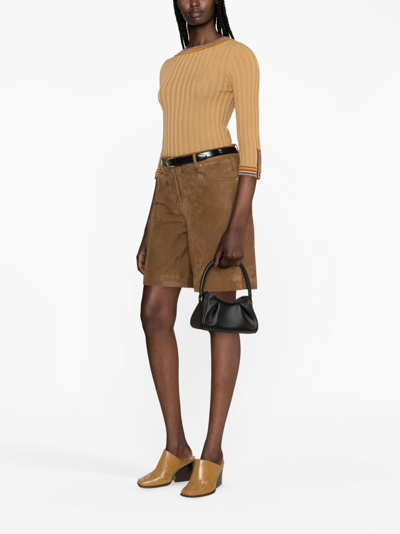 Shop Etro Ribbed-knit Wool Top In Neutrals