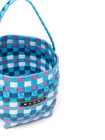 Shop Marni Pod Interwoven Bucket Bag In Blue