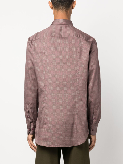 Shop Etro Geometric-pattern Long-sleeve Shirt In Pink