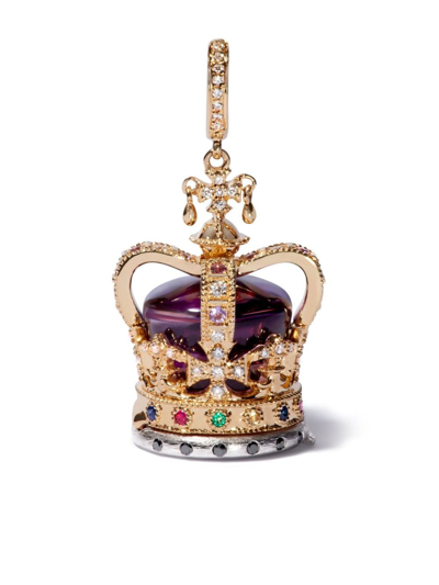 Shop Annoushka 18kt Yellow Gold Diamond Coronation Crown Locket Charm