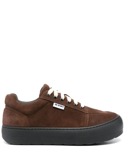 Shop Sunnei Dreamy Lace-up Suede Sneakers In Brown