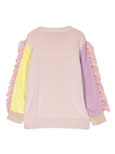 Shop Stella Mccartney Unicorn-print Frayed-edge Sweatshirt In Pink