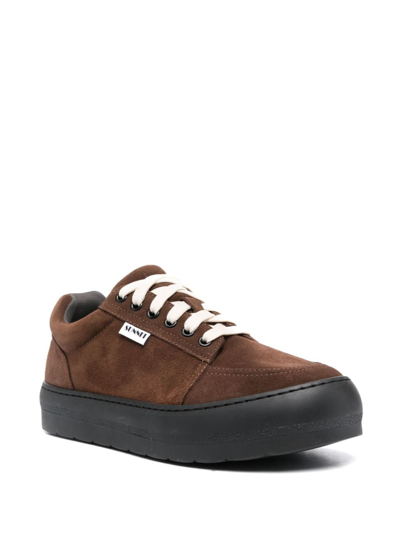 Shop Sunnei Dreamy Lace-up Suede Sneakers In Brown
