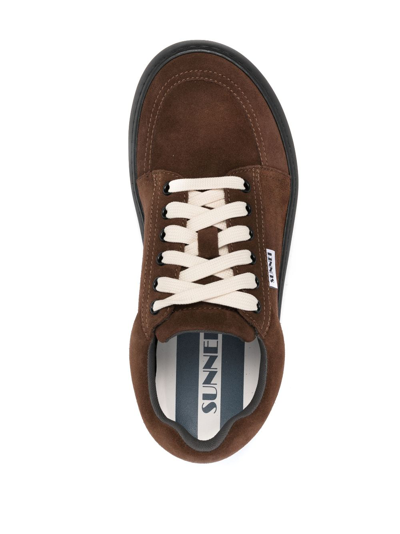 Shop Sunnei Dreamy Lace-up Suede Sneakers In Brown