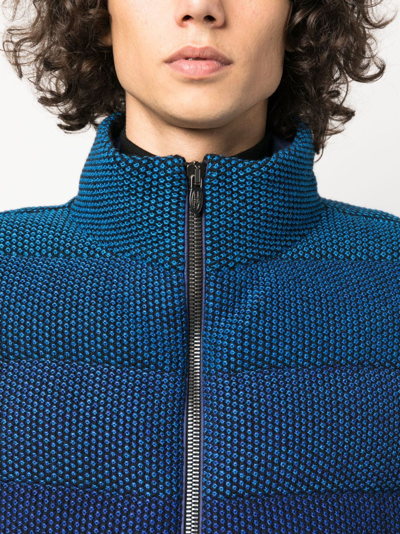 Shop Missoni Ombré-effect Embroidered Padded Gilet In Blue