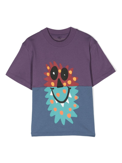 Shop Stella Mccartney Illustration-motif Cotton T-shirt In Purple