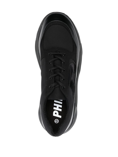 Shop Phileo Paris Embroidered-logo Low-top Sneakers In Black