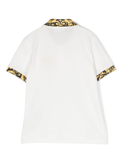 Shop Versace Barocco Baby Polo Shirt In White