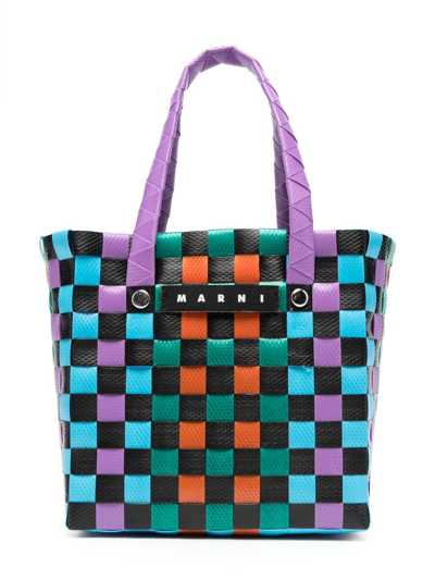 Shop Marni Market Interwoven Basket Bag In Black