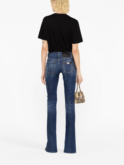 Shop Dsquared2 Distressed Trumpet Bootcut Jeans In Blue