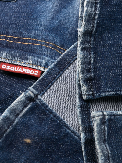 Shop Dsquared2 Distressed Trumpet Bootcut Jeans In Blue