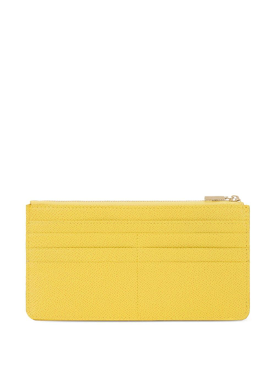 Dolce & Gabbana Dauphine Leather Wallet In Yellow