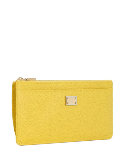 Dolce & Gabbana Dauphine Leather Wallet In Yellow
