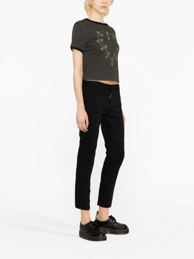 Shop Dsquared2 Low-rise Cropped Skinny Jeans In Black
