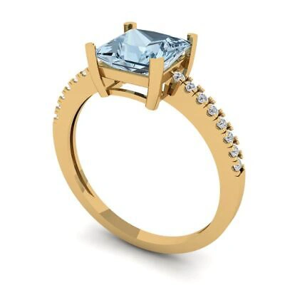 Pre-owned Pucci 1.66ct Princess Cut Vvs1 Swiss Topaz Promise Bridal Wedding Ring 14k Yellow Gold In D