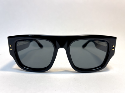 Pre-owned Gucci Black Diamond 1262 Unisex Chunky Bold Gg1262s Rectangle Sunglasses 001 In Gray