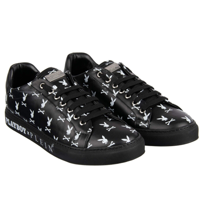 Pre-owned Philipp Plein X Playboy Low-top Skull Logo Printed Sneaker Black White 08341