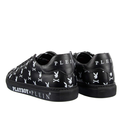 Pre-owned Philipp Plein X Playboy Low-top Skull Logo Printed Sneaker Black White 08341