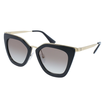 Pre-owned Prada Cinema Evolution Sunglasses 53s Black Gold Aviator Women Pr53ss Authentic In Gray