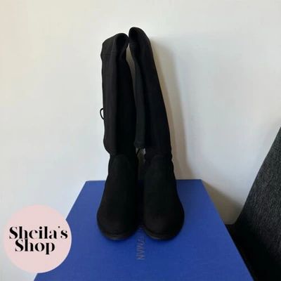 Pre-owned Stuart Weitzman Lowland Black Over The Knee Boots Size Women's 9 / Eu 39.5