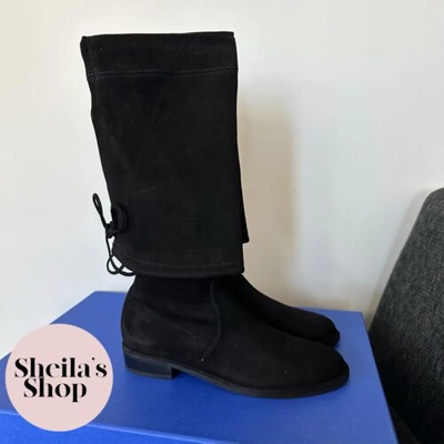 Pre-owned Stuart Weitzman Lowland Black Over The Knee Boots Size Women's 9 / Eu 39.5