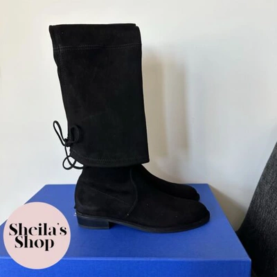 Pre-owned Stuart Weitzman Lowland Black Over The Knee Boots Size Women's 9 / Eu 39.5