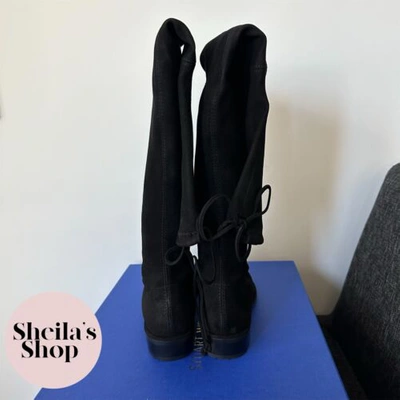 Pre-owned Stuart Weitzman Lowland Black Over The Knee Boots Size Women's 9 / Eu 39.5