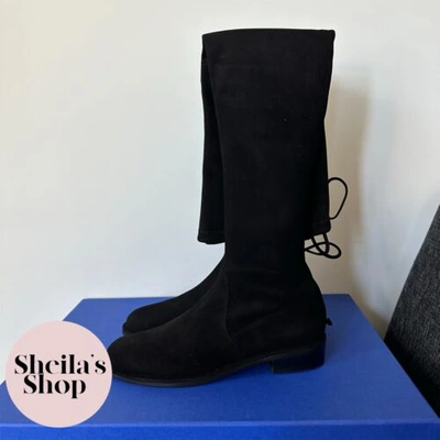 Pre-owned Stuart Weitzman Lowland Black Over The Knee Boots Size Women's 9 / Eu 39.5