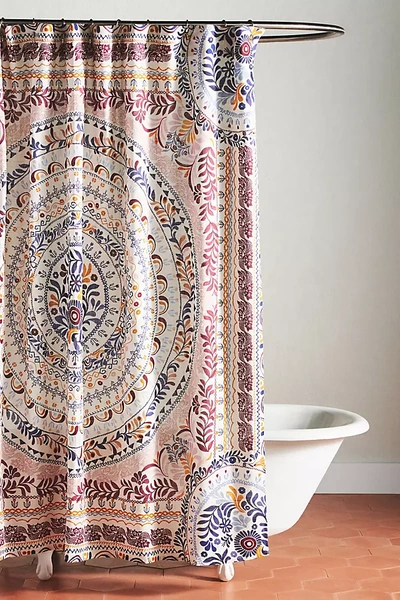 Shop Anthropologie Aylin Organic Cotton Shower Curtain In Multicolor