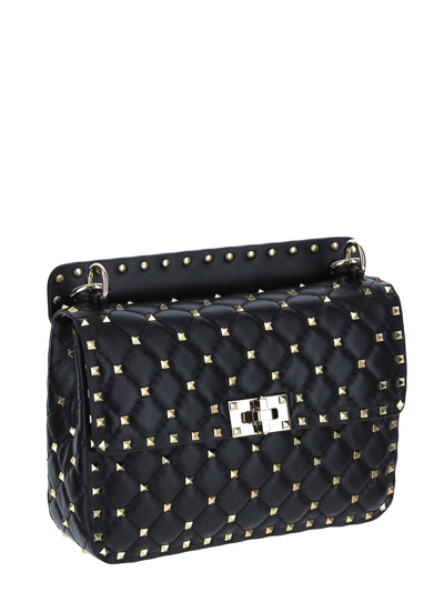 Shop Valentino Rockstud Spike Shoulder Bag In Black