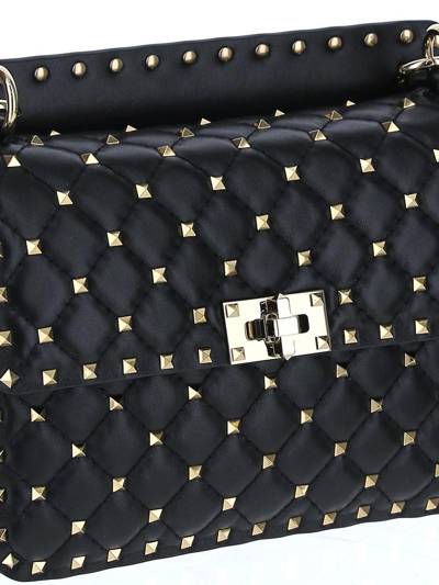 Shop Valentino Rockstud Spike Shoulder Bag In Black