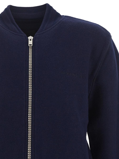 Shop Givenchy Wool Bomber Jacket In Blue