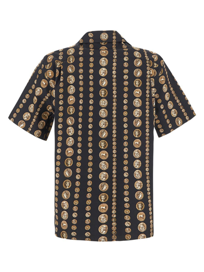 Shop Dolce & Gabbana Coin Print Stretch Drill Hawaiian Shirt In Black
