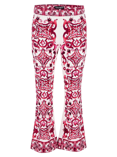 Shop Dolce & Gabbana Flared Trompet-leg Pants In White