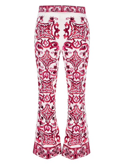 Shop Dolce & Gabbana Flared Trompet-leg Pants In White