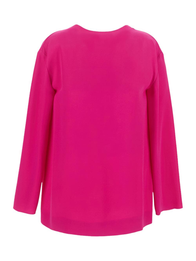 Shop Valentino Cowl Back Blouse In Pink