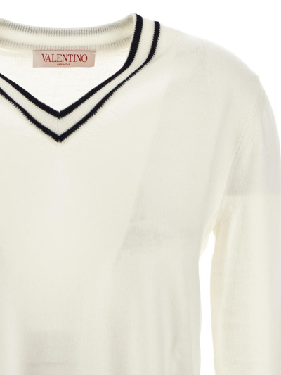 Shop Valentino V-neck Sweater In Ivory