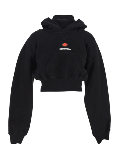 Shop Dsquared2 Cropped Fit Hoodie In Black