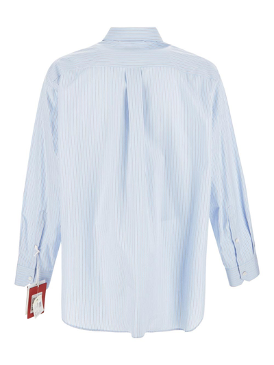 Shop Valentino Striped Shirt In Blue
